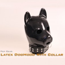 (DM5069) 100% Natural 1.5mm Latex Pure Handmade Pup Gear Rubber Dog Slave Hood With Collar Dog Mask Slave Fetish Wear